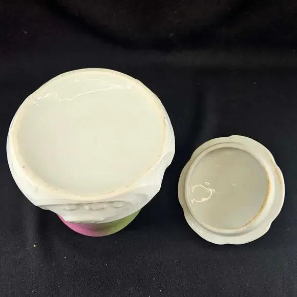 Antique Victorian Floral Hand Painted delicate porcelain Biscuit Jar w Lid